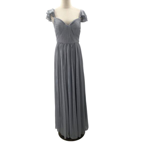 AW BRIDE 6 S Silver Grey Shirley Glitter Bridesmaid Formal Party Maxi Dress 0b6 - Picture 1 of 7